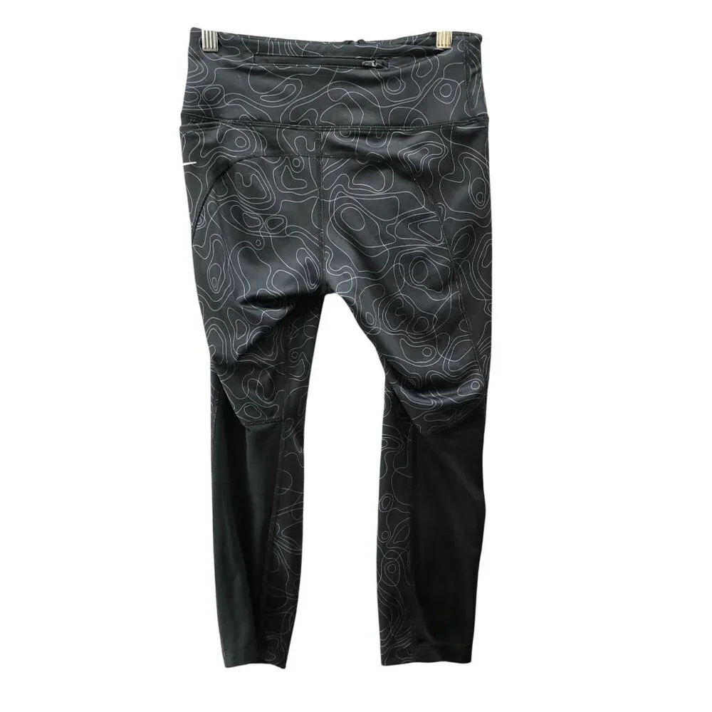 Nike Run‎ Division Fast Cropped Leggings Womens S Black Printed Dri-Fit